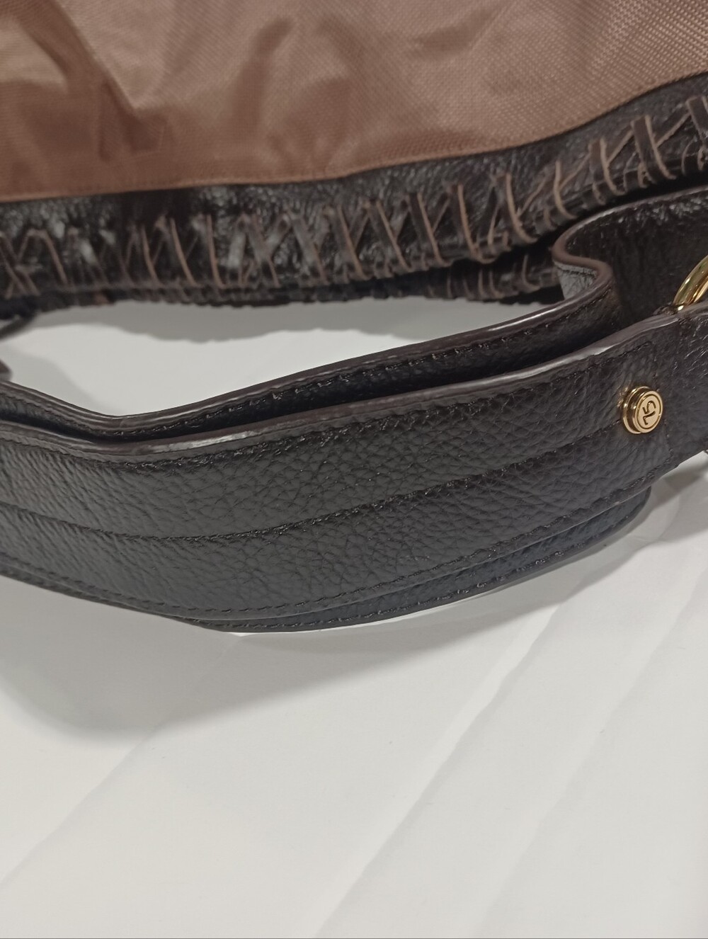JPK Paris 75 Blush Brown Hobo with Dark Brown Leather Trim and Gold Hardware - Picture 5 of 8